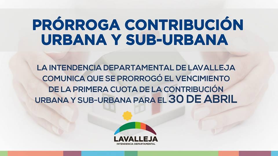 30.03.2019 Se posterga vencimiento de cuota de la Contribución Urbana y Sub-Urbana
