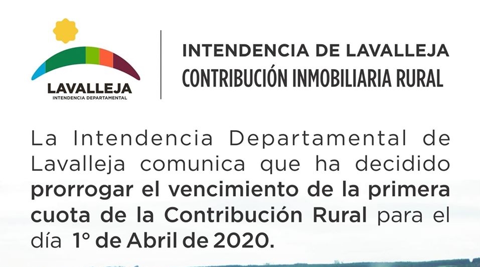 01.03.2020 Se aplazó la primera fecha del pago de la Contribución Rural