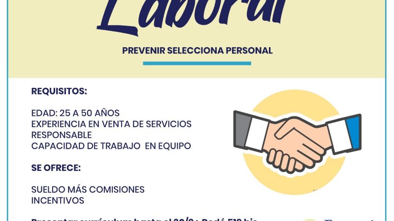 26.09.2021 Prevenir realiza llamado para personal en el departamento