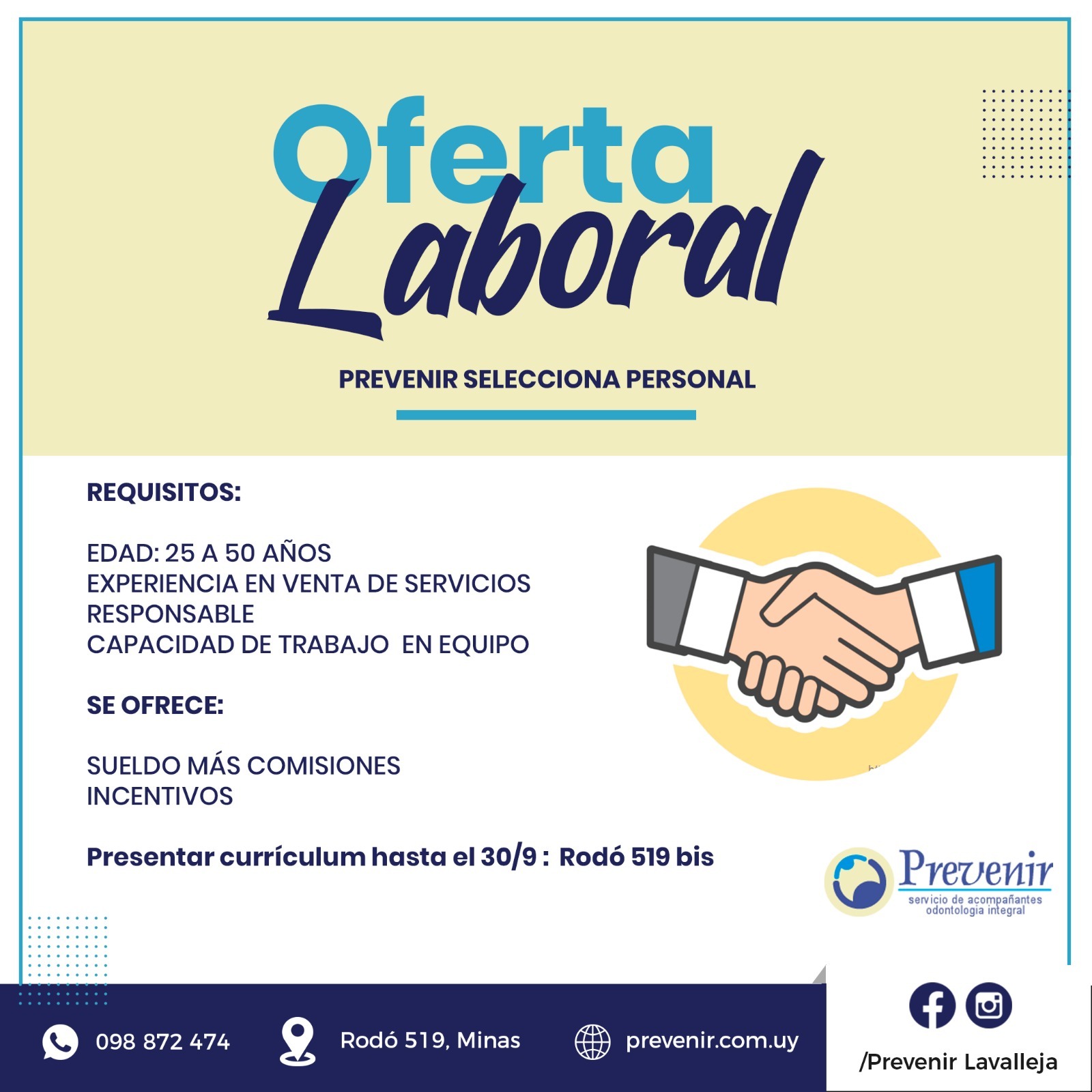 26.09.2021 Prevenir realiza llamado para personal en el departamento