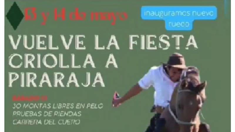 08.05.2023 Fiesta criolla en Pirarajá el 13 y 14 de mayo